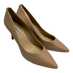 SOLD Karl Lagerfeld Paris Royale Dress Pump Heels Beige Leather Women’s Size 11